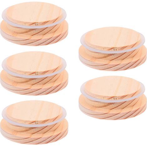 Lot de 5 couvercles en bois résistants pour tasses, mugs et boîtes en verre.-1.9x6.1cm (1/3)