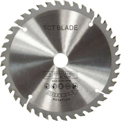 Lame de Scie Circulaire TCT 165mm, Disque de Coupe Rotatif en Argent, 40 Dents, Idéal pour la Coupe du Bois Odipie (1/4)