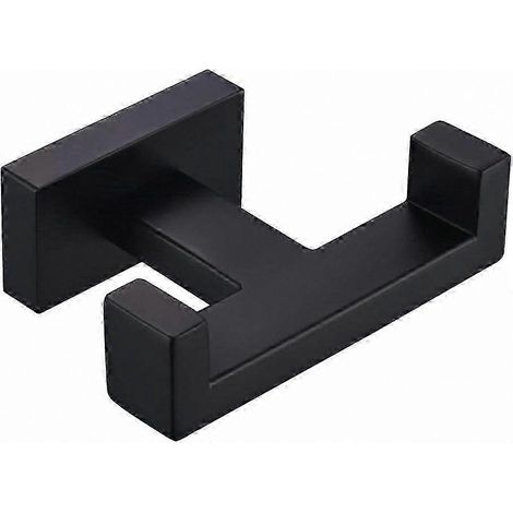 Crochet double porte-serviettes noir mat, porte-peignoirs et porte-manteaux mural en acier inoxydable pour salle de bain, noir A (1/4)