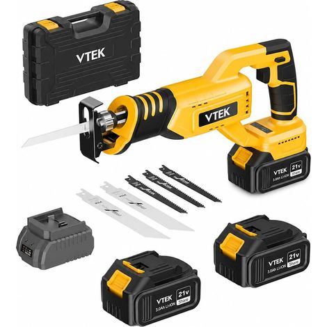 Scie sabre sans fil 20V, 3 vitesses variables, 0-3000 tr/min, Scie alternativeavec 2 batteries,pour la découpe du bois, du métal et du plastique. (1/5)