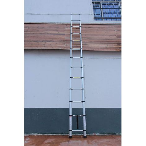 Échelle rétractable échelle rétractable en aluminium 5m Échelle antidérapante Multi - usage Échelle portative rétractable pour grenier / toit d'escalade / travail extérieur intérieur (échelle droite)