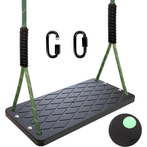 Balançoire Extérieure, Siège Antidérapant en Plastique, Corde Réglable 1,2–1,8 M Et 2 Mousquetons, pour Aire De Jeux Et Jardin, Convient Aux Adolescents Et Adultes, Vert, Capacité 270 KG (1/5)