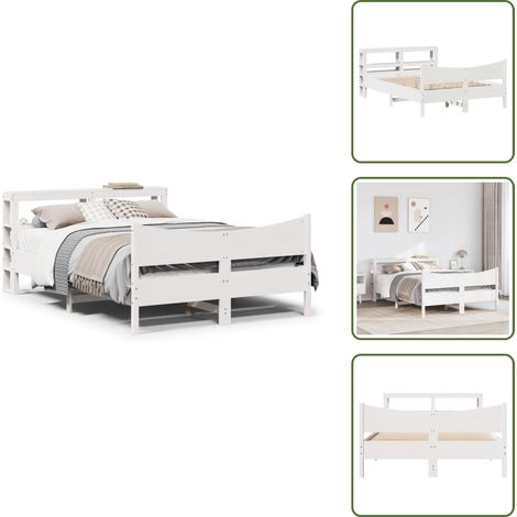 Letto in legno - vidaXL Giroletto con Testiera Bianco 120x200 cm Legno Massello di Pino - Letto con ripiani