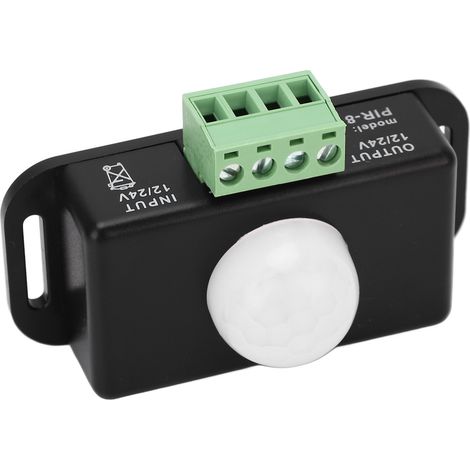 Infrarot-Bewegungsmelder mit einstellbarer Verzögerungszeit, 6 A, 12–24 V, Schwarz (1/5)
