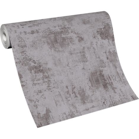 Papier peint uni taupe intissé effet béton Tapisserie moderne imitation ciment idéal salon Papier peint taupe style industriel (1/5)