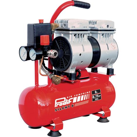 Prodif – Compresseur silencieux 6L SIL06J – 0,75CV – Coaxial sans huile – Débit d’air élevé pour gonflage et soufflage