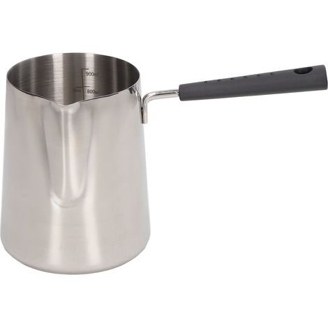Pichet à lait en acier inoxydable 304 avec long manche et bec verseur pointu, gradué, 900 ml, 22 x 12 x 10,3 cm / 8,7 x 4,7 x 4,1 pouces (1/5)