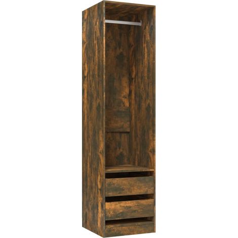 Armoire Meuble de rangement,Armoire avec tiroirs Chêne fumé 50x50x200 cm Bois d'ingénierie -83441 (1/5)