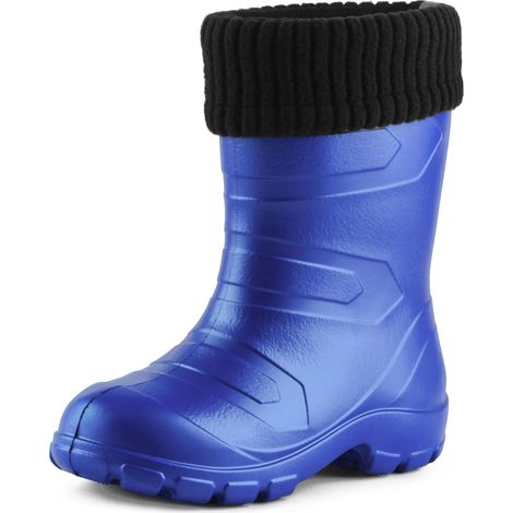 Ladeheid Kinder Mädchen Jungen federleichte EVA Thermo Gummistiefel gefüttert LA845KIDS (Kornblume2727c/Schwarz, 29 EU)