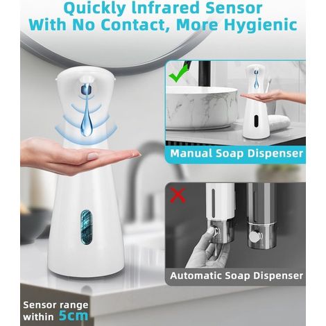 Dispenser automatico di sapone liquido per le mani con sensore a infrarossi, dispenser elettrico senza contatto da 200 ml, dispenser automatico di sapone liquido per le mani impermeabile (1/5)