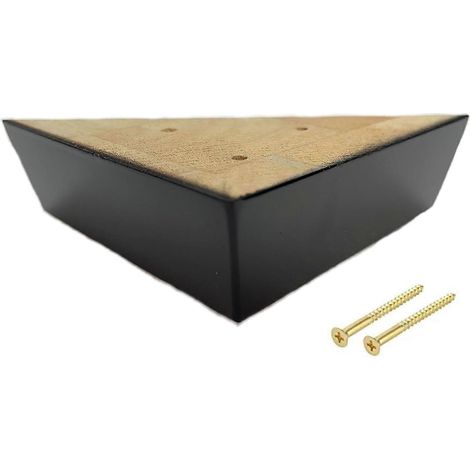 Ensemble de pieds de meubles en bois (4 pieds d'angle triangulaires de 1,5 pouce de haut x 5 pouces de large, compatibles avec les canapés, les chaises et les bancs, brun foncé) (1/5)