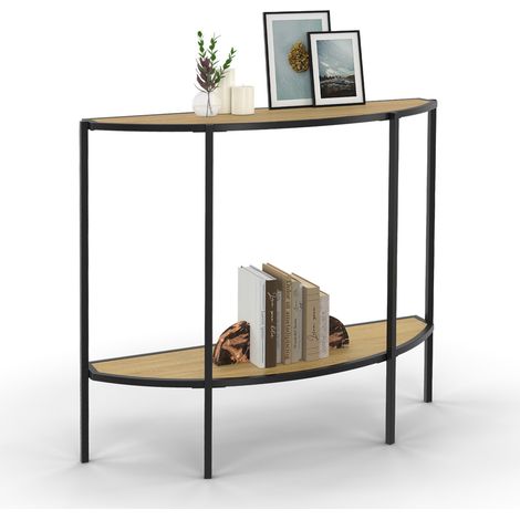 Console a mezzaluna DETROIT con 1 ripiano, design industriale