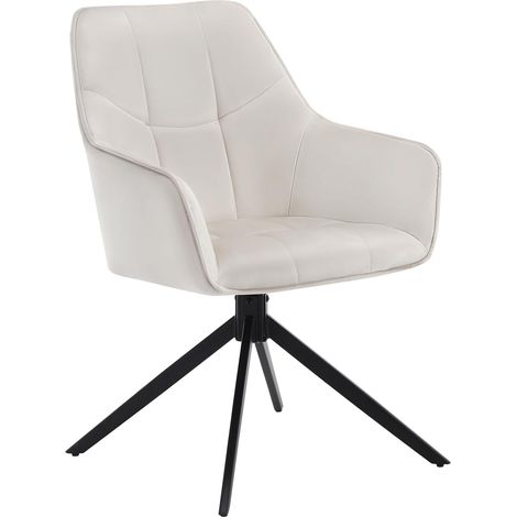 WOLTU Juego de 1 sillas de comedor con patas de metal. respaldo y asiento giratorio. en terciopelo color crema (1/5)