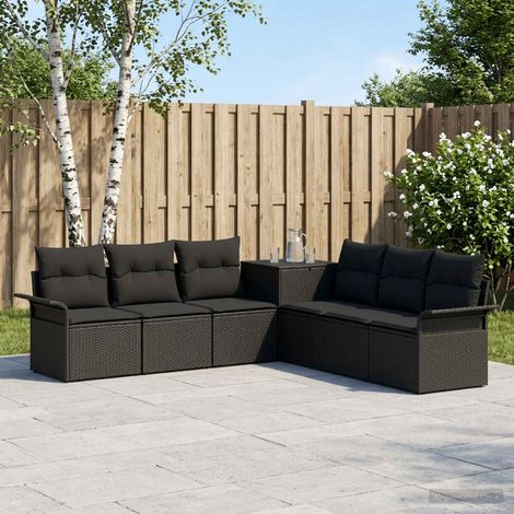 vidaXL Set di divani 7 pz Nero Rattan sintetico e Acciaio (1/5)