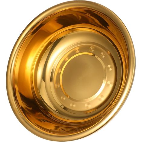 Grand bol épais en acier inoxydable, bol en métal plaqué or à surface lisse. (1/4)