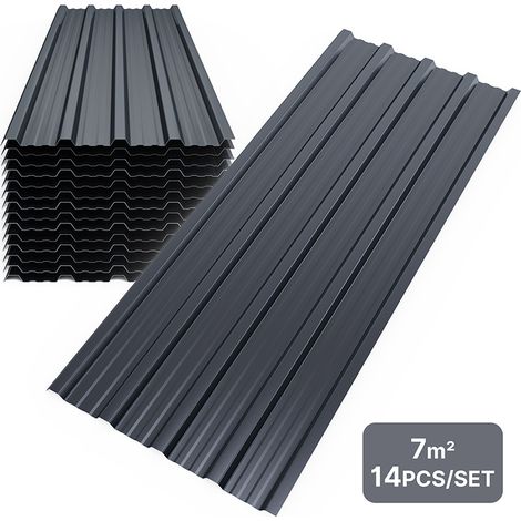 Mondeer – Lot de 14 panneaux de bardage en tôle galvanisée 110x46cm – Étanchéité renforcée – Installation facile – Couverture 7m²