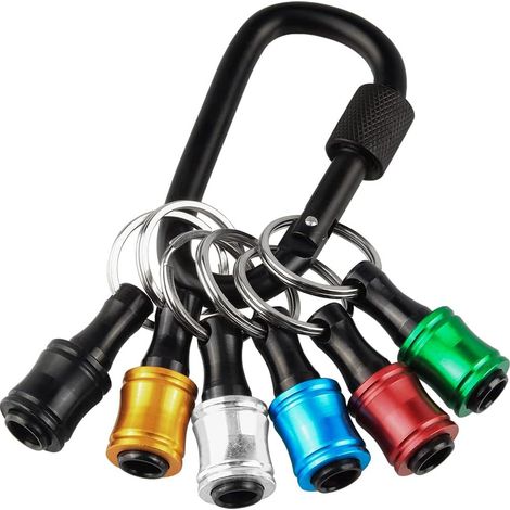 6pcs Porte-embouts à Main de Tournevis à Hex, 1/4 Adaptateur de Vis à Main de Foret Barre d'extension Portable avec Porte-Clés