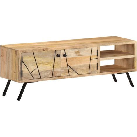 Muebles de TV 110x30x40 cm Madera de manguera masiva (1/5)