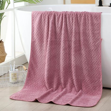 Serviette De Bain En Velours De Corail - 70 x 140 cm - Pour Adulte - Absorbante - Usage Quotidien À La Maison Ou À La Plage - 1 Pièce (1/5)