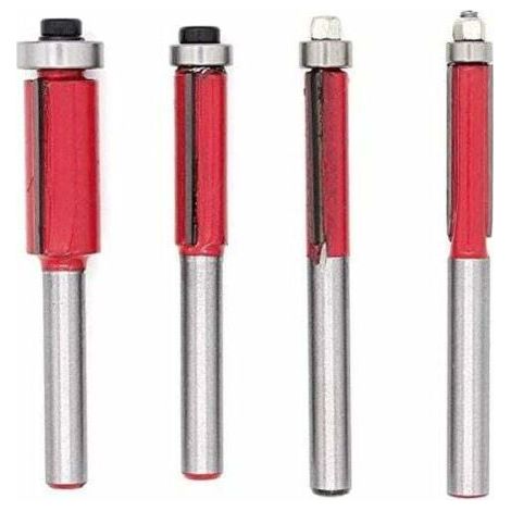 Set di 4 punte per fresatrice da 1/4", utensili per fresatura fai da te per la lavorazione del legno con cuscinetto superiore, fresa per fresatrice con gambo a filo