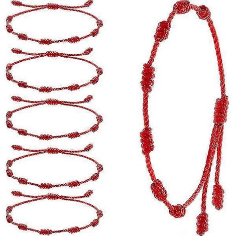 bracelet d'été à nœud rouge, bracelet en cordon rouge ajustable, bracelet Kabbale à nœud rouge, amulette (1/4)