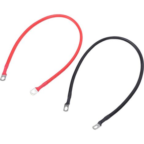 Lot de 2 câbles de batterie 6 AWG électrode négative positive 61 cm avec cosses en cuivre étamé de 0,8 cm aux deux extrémités pour bateau solaire, camping-car, voiture, moto, onduleur (1/5)