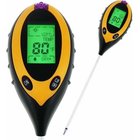 Testeur De Sol - pH Humidité Température Lumière - Sonde 200 Mm - Pour Jardinage - 1 Pièce