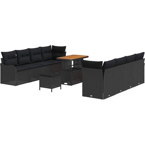 Maison Exclusive - Gartensofa-set mit Kissen 11 pcs Schwarz Poly-