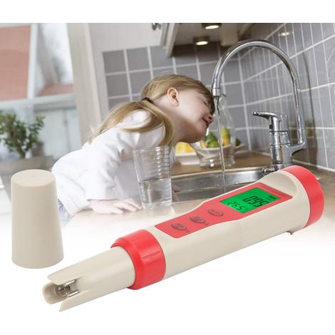 Stylo testeur portable 4 en 1 pH/TDS/EC/TEMP, analyseur de qualité d'eau multifonctionnel avec indicateur de conductivité et rétroéclairage. (1/5)