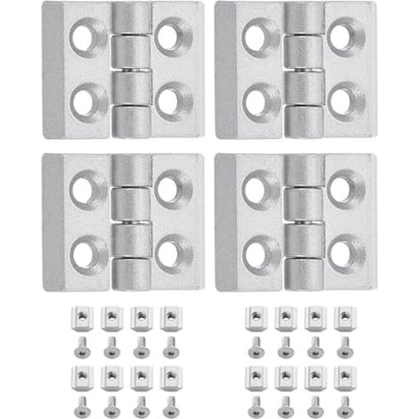 4 bisagras plissables, bisagras de profil d'aluminium 3040 avec tornillos, bisagra de solapa de meubles de aleación de zinc para armario, marco de puerta, caja de herramientas (plateado) (1/5)