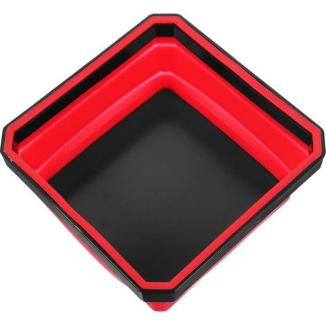 Bol Magnétique Rouge en Silicone Pliable pour Petites Pièces Rangement Portable, Adapté aux Vis et Écrous, Structure en Caoutchouc Base Aimantée (1/5)