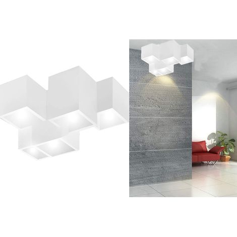 Plafoniera gesso lampada da interno applique da soffitto 5 quadrati gu10 GS-5029 (1/5)