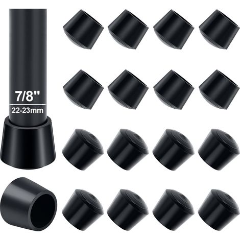 16 Pcs Embout Chaise, 22-23 mm Pied de Chaise Caoutchouc Bouchon Pied de Chaise Protégez Le Sol du Bruit Et des Rayures, Diamètre Intérieur 22mm, Noir