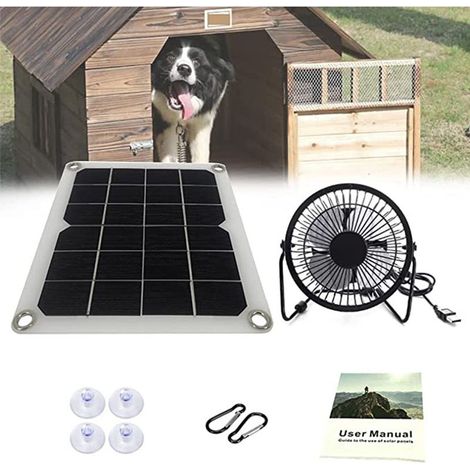 (6 w/5 v)) ventilateur alimenté par panneau solaire ventilateur d'extraction solaire double interface USB serre ventilation de poulailler pour chien de compagnie (1/5)