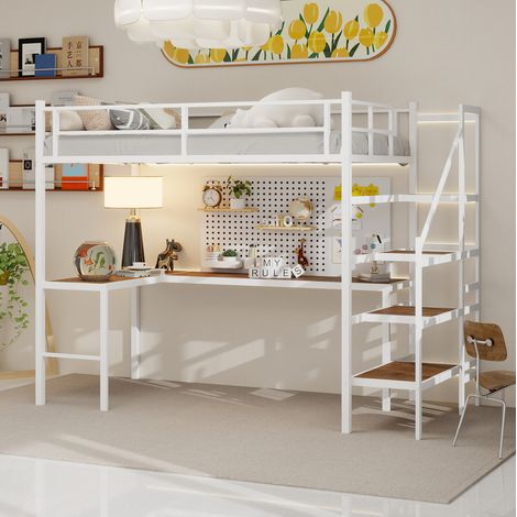 bett schlafplatz stauraum schreibtisch 90x190 eisen OKMYHOME (1/5)