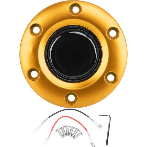 Phefop Central avec 6 Trous, Interrupteur de Bouton de Corne élégant pour le Volant de la Voiture (GOLD). (1/5)