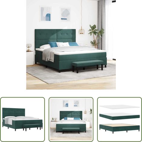 Samt -  Boxspringbett mit Matratze Dunkelgrün 180 x 200 cm Samt (1/5)