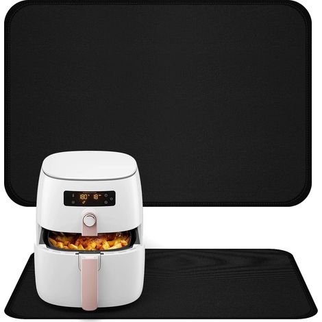 Tapis Résistant à La Chaleur pour Friteuse à Air, Protege Plan de Travail Cuisine, Tapis Antidérapant Résistant à la Chaleur, pour Friteuse à Air, Machine à Café, Micro-Ondes, 60 x 40 cm (Noir) (1/5)