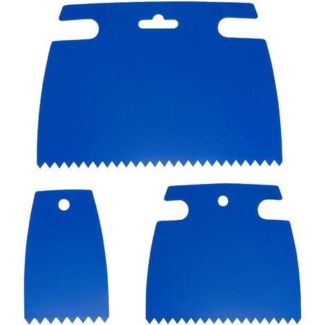 3 Pièces Spatules Multifonctionnelles, Spatules Dentées,Set de Spatules à Colle,Pour l'Application de Mortier-Colle et d'Enduit (Bleu) (1/5)