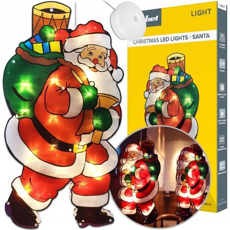 Decorazione natalizia a LED di Babbo Natale per vetrata (1/5)