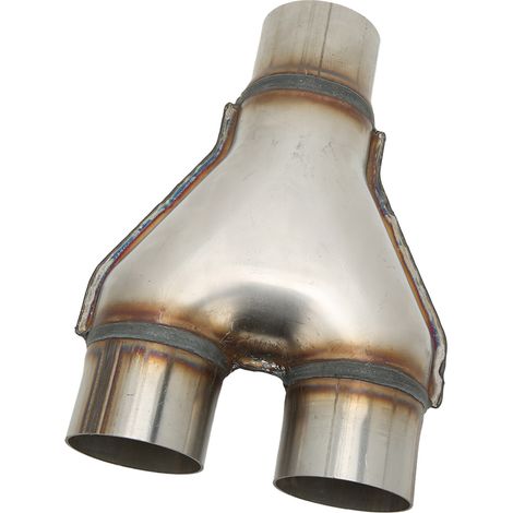Sortie d'échappement en Y, embout inox double sortie 76mm, adaptateur universel silencieux, raccord 1 entrée 2 sorties, tube acier inoxydable. (1/5)