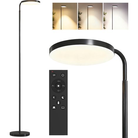 Lampadaire LED, lampe sur pied à intensité variable, tête rotative 350 °, télécommande magnétique, 41x25x177cm, noir (1/5)