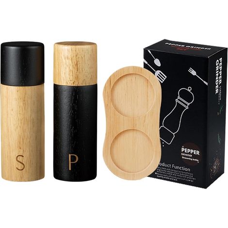 Ensemble de moulins à sel et à Poivre manuels, Ensemble de moulins à sel et à Poivre Bois chêne, moulins à sel et à Poivre Rechargeables avec mécanisme en céramique réglable,Wood Color