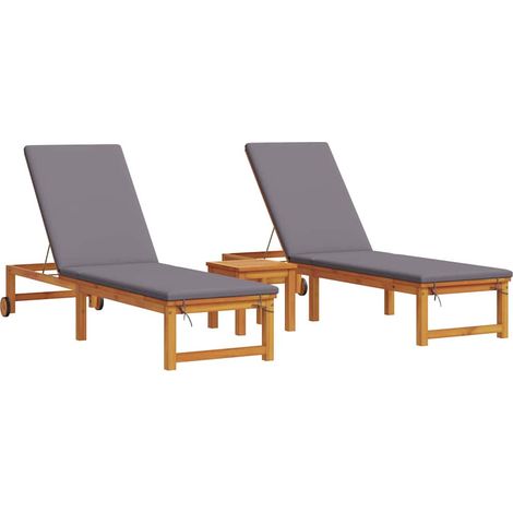 Maison Exclusive - Lettino da sole 3 pcs Marrone Legno di Acacia Massello (1/5)