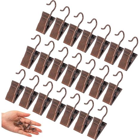 Lot de 30 mini crochets robustes pour rideaux de photos, décoration d'intérieur, loisirs créatifs (cuivre) (1/5)