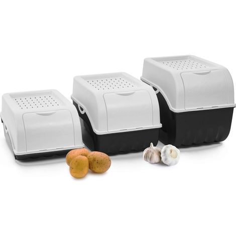 Ensemble 3 boîtes rangement pommes de terre 3,5L+5L+9L blanc