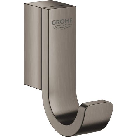 Patère murale en métal anthracite – Fixations cachées pour installation discrète – Finition GROHE StarLight résistante à l'usure - 41039A00 (1/4)