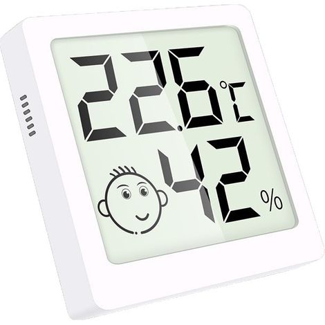 Termómetro digital electrónico, higrómetro y monitor de temperatura y humedad interior con pantalla LCD de construcción ABS.