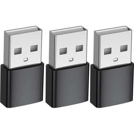 Adaptateur USB-C Femelle vers USB-A Mâle - Aluminium - USB 2.0 - 480 Mbps - Charge et Transfert de Données - Lot de 3 (1/5)