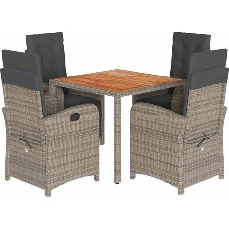 Maison Exclusive - Set da Pranzo da Giardino 5 pz con Cuscini in Polyrattan Grigio (1/5)